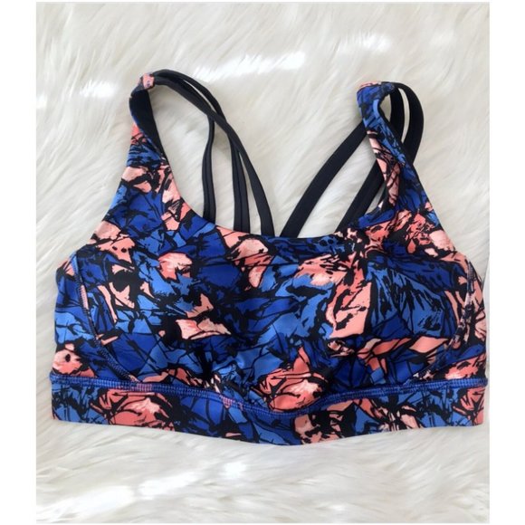 Lululemon Athletica Energy Sports Bra Exhale Mini Paint Storm Sz 2 Blue Multi - Picture 2 of 11
